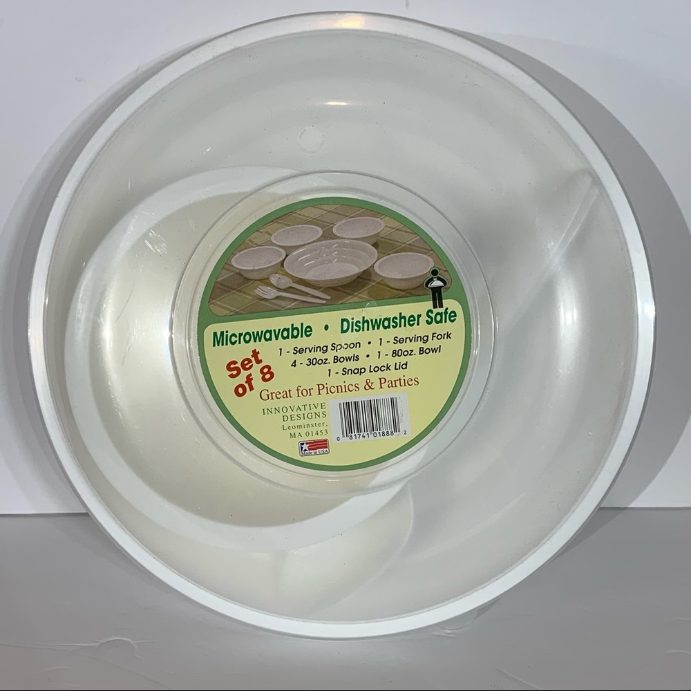 8 Piece White Serving Bowl Set picnics and parties